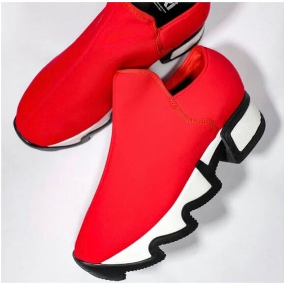 iRi NYC WES I Low Top Neoprene Italian Sneakers Red Made in Italy Size 6.5